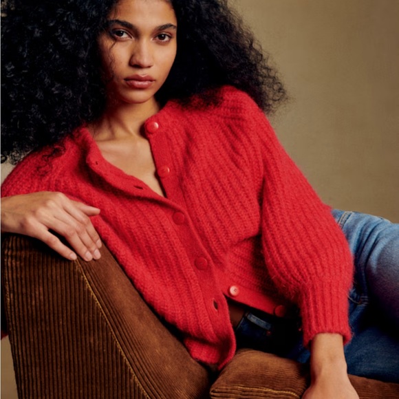 Sezane Emile Cardigan Sweater Red XS - Picture 3 of 7